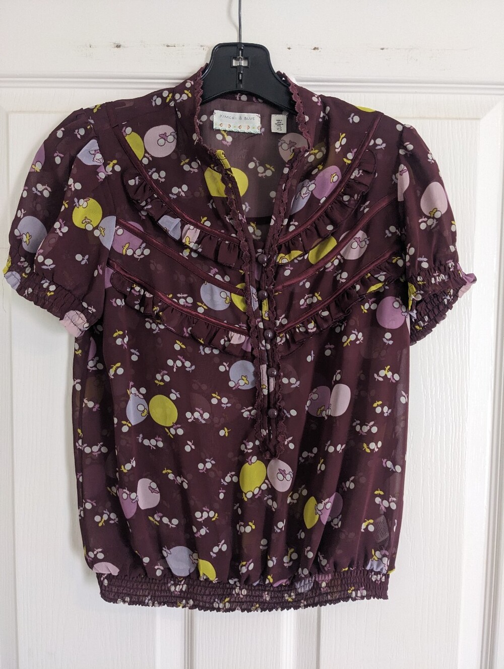 Kimchi & Blue Plum Floral and Fruit Print Blouse